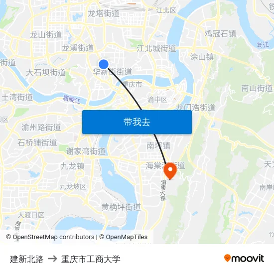建新北路 to 重庆市工商大学 map