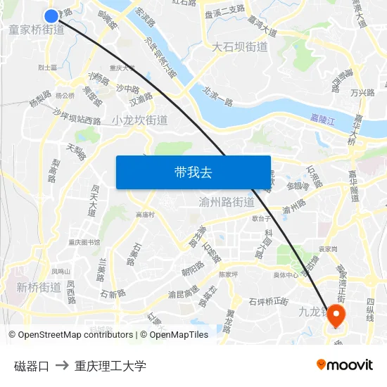 磁器口 to 重庆理工大学 map
