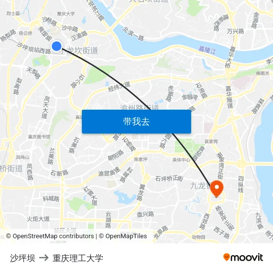沙坪坝 to 重庆理工大学 map