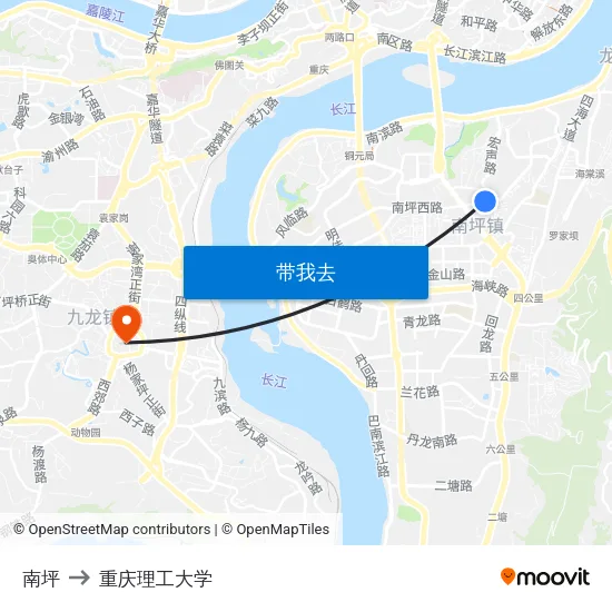 南坪 to 重庆理工大学 map
