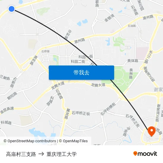 高庙村三支路 to 重庆理工大学 map