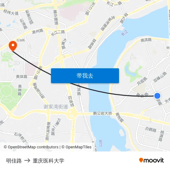 明佳路 to 重庆医科大学 map