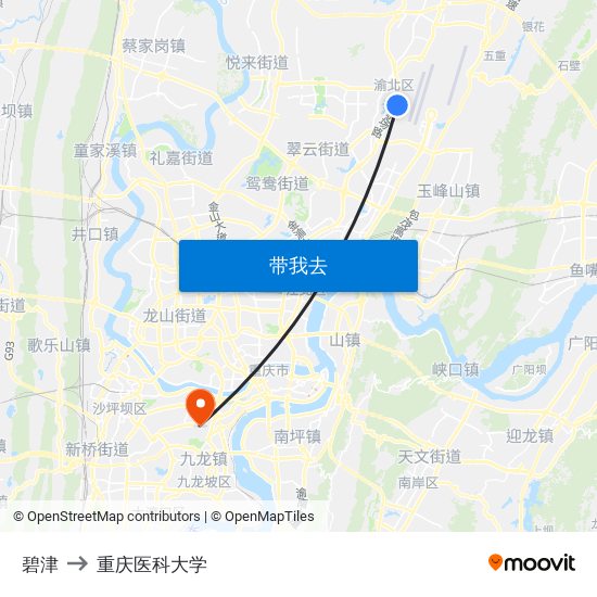 碧津 to 重庆医科大学 map
