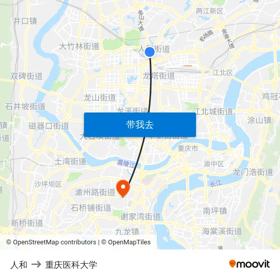 人和 to 重庆医科大学 map