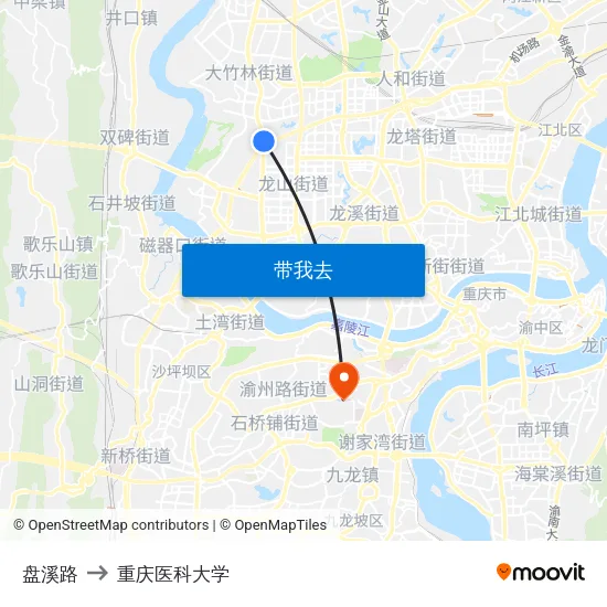 盘溪路 to 重庆医科大学 map