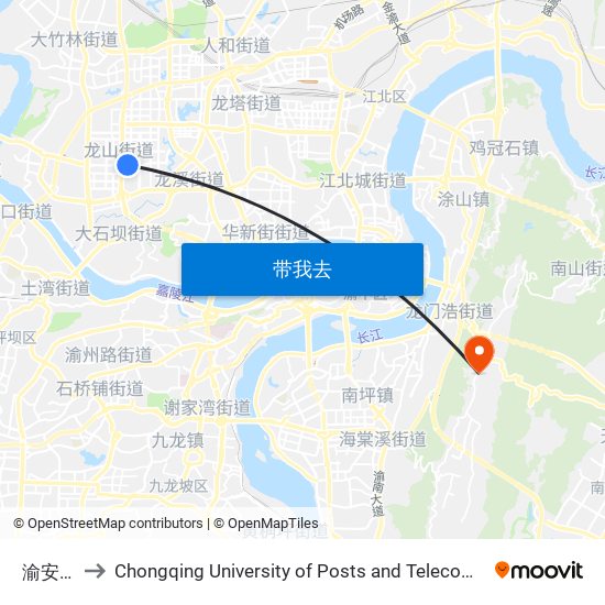 渝安龙都 to Chongqing University of Posts and Telecommunications Hotel map