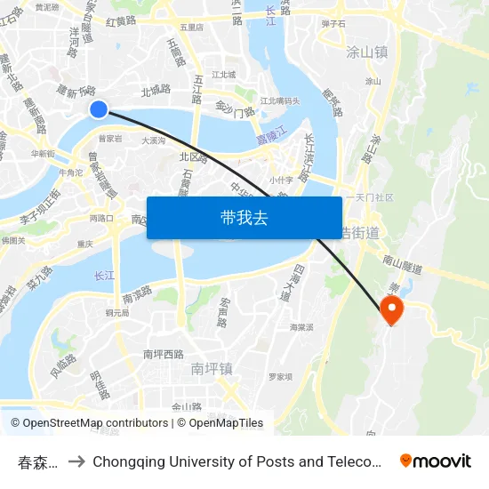 春森彼岸 to Chongqing University of Posts and Telecommunications Hotel map