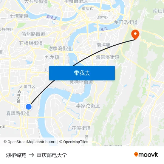 湖榕锦苑 to 重庆邮电大学 map
