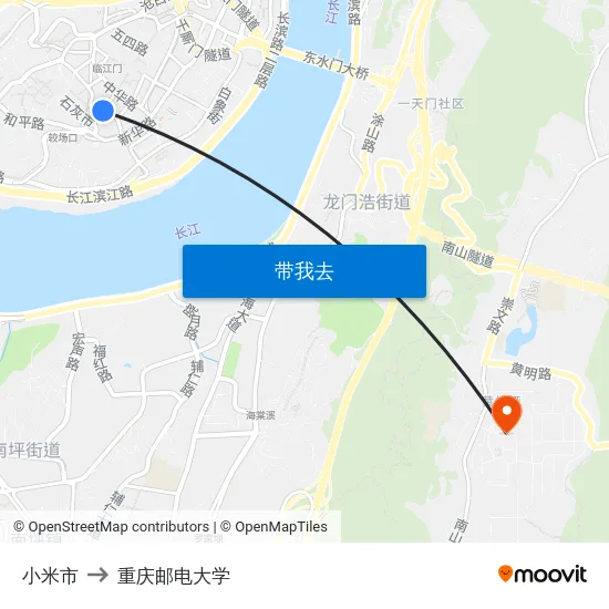 小米市 to 重庆邮电大学 map