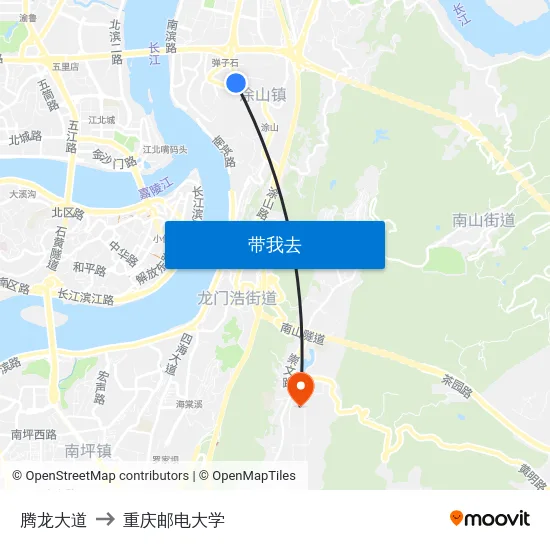 腾龙大道 to 重庆邮电大学 map