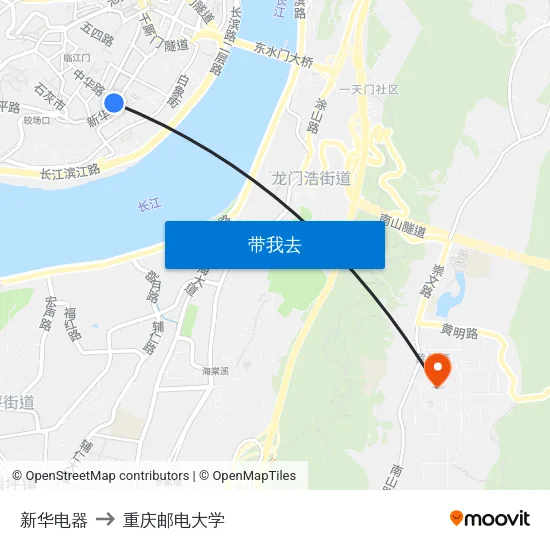 新华电器 to 重庆邮电大学 map