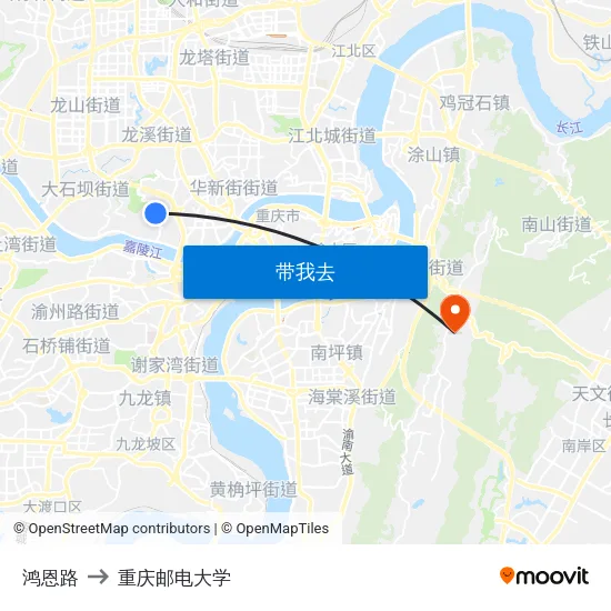 鸿恩路 to 重庆邮电大学 map
