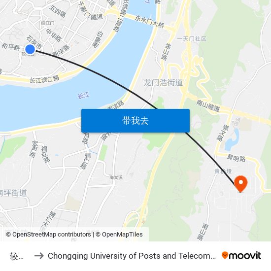 较场口 to Chongqing University of Posts and Telecommunications map