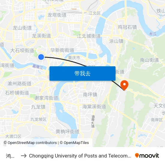 鸿恩路 to Chongqing University of Posts and Telecommunications map