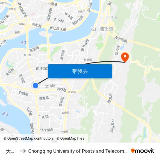 大石路 to Chongqing University of Posts and Telecommunications map