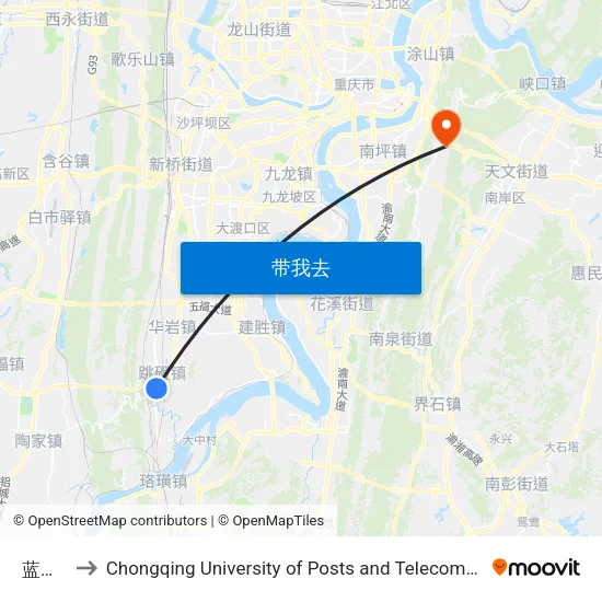 蓝沁苑 to Chongqing University of Posts and Telecommunications map