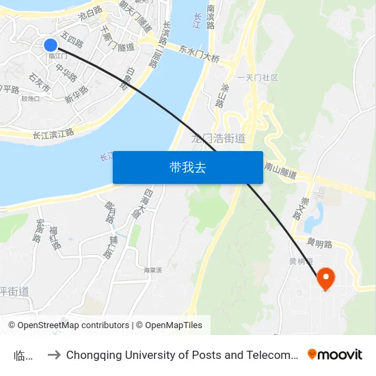 临江门 to Chongqing University of Posts and Telecommunications map