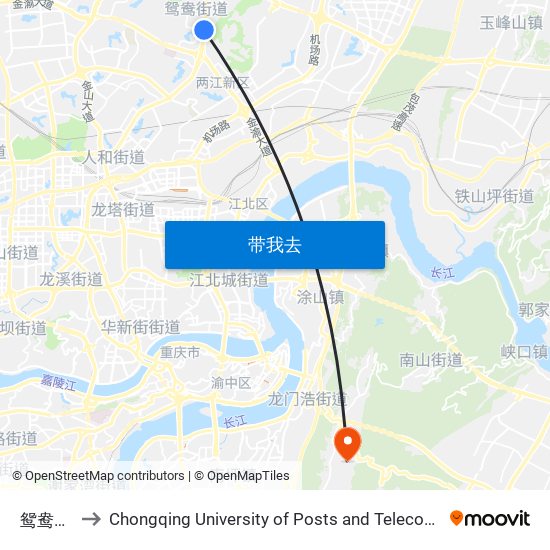 鸳鸯新村 to Chongqing University of Posts and Telecommunications map