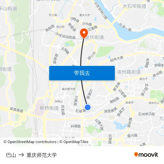 巴山 to 重庆师范大学 map