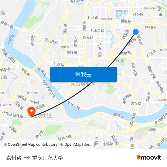 嘉州路 to 重庆师范大学 map