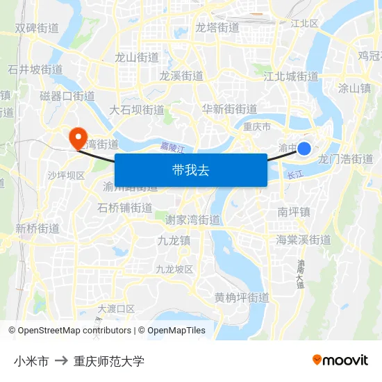 小米市 to 重庆师范大学 map