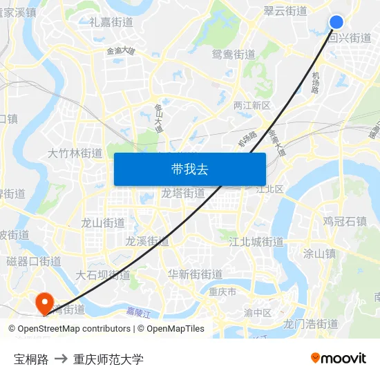 宝桐路 to 重庆师范大学 map