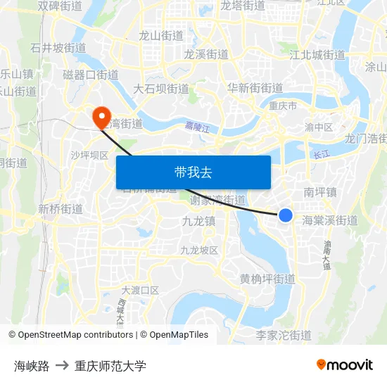 海峡路 to 重庆师范大学 map