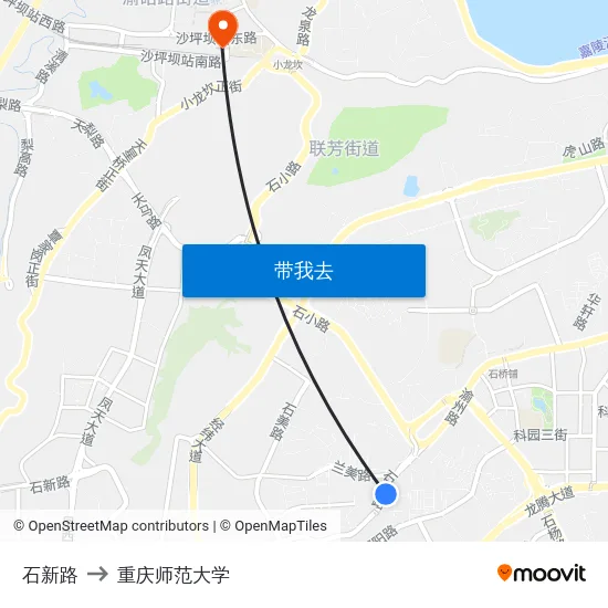 石新路 to 重庆师范大学 map