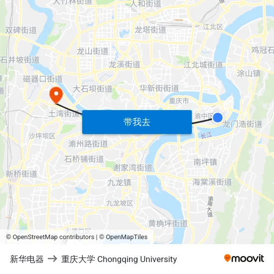 新华电器 to 重庆大学 Chongqing University map