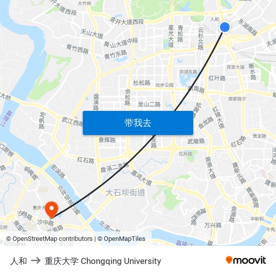 人和 to 重庆大学 Chongqing University map