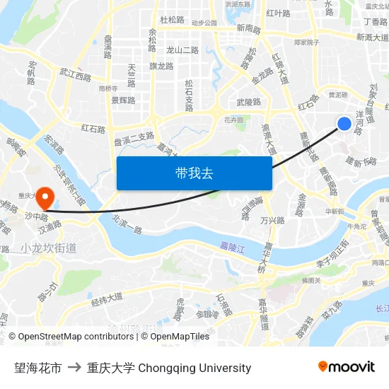 望海花市 to 重庆大学 Chongqing University map
