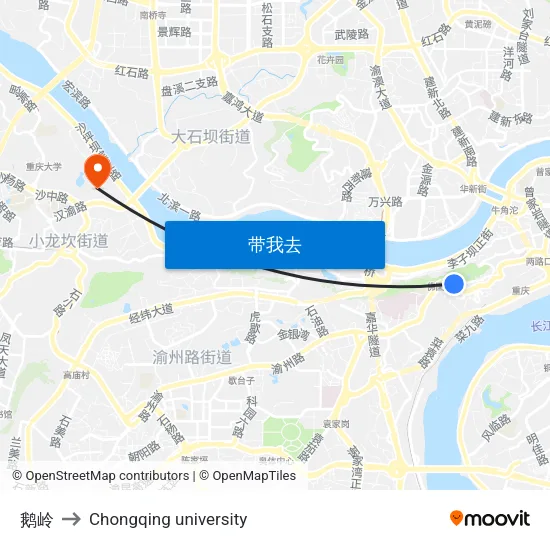 鹅岭 to Chongqing university map