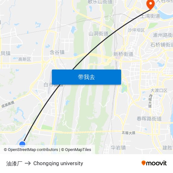 油漆厂 to Chongqing university map