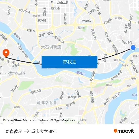春森彼岸 to 重庆大学B区 map