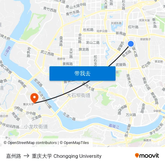 嘉州路 to 重庆大学 Chongqing University map