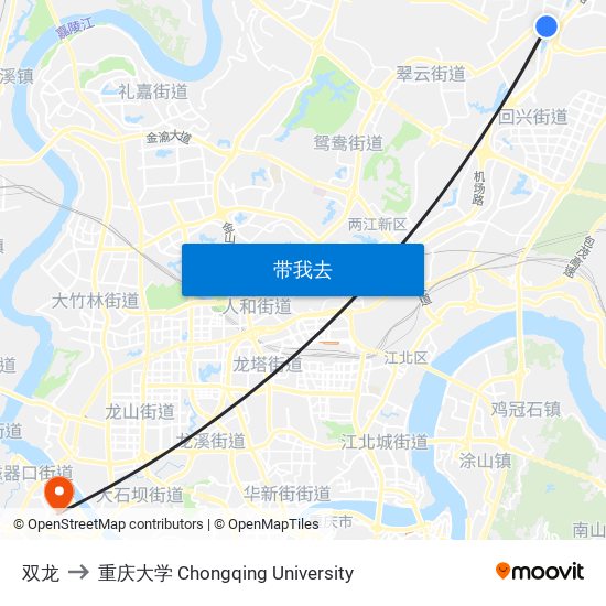 双龙 to 重庆大学 Chongqing University map