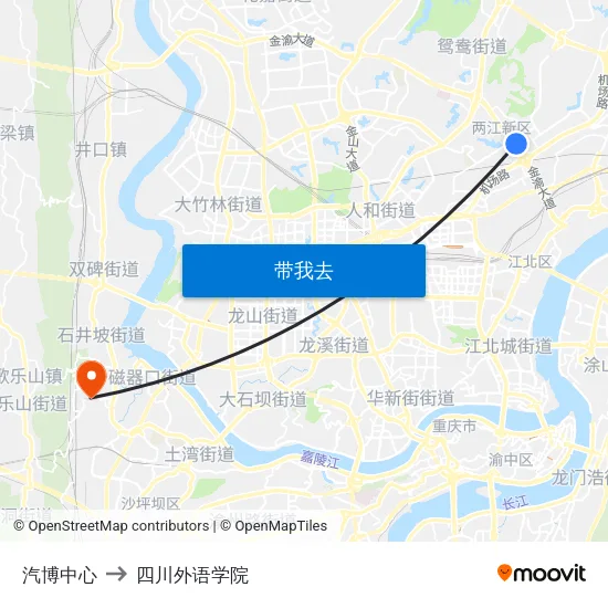 汽博中心 to 四川外语学院 map