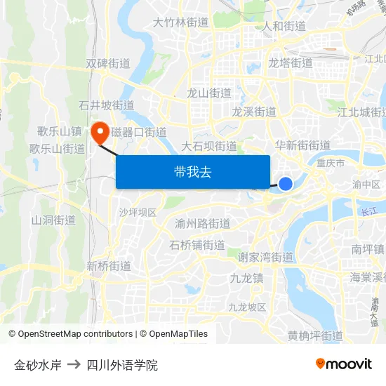 金砂水岸 to 四川外语学院 map
