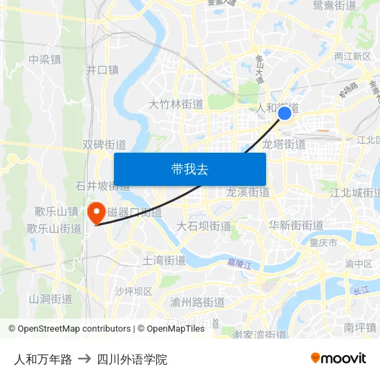 人和万年路 to 四川外语学院 map
