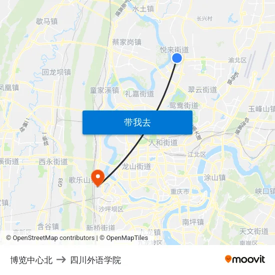 博览中心北 to 四川外语学院 map
