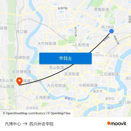 汽博中心 to 四川外语学院 map