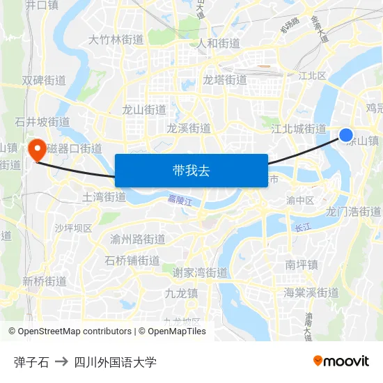 弹子石 to 四川外国语大学 map