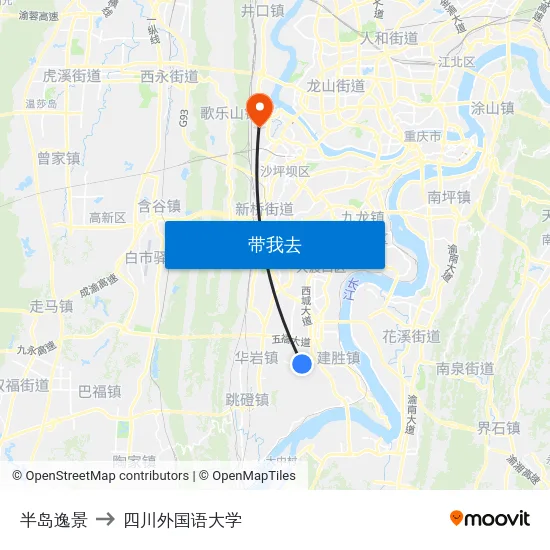 半岛逸景 to 四川外国语大学 map