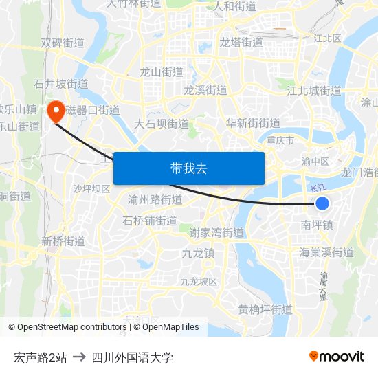 宏声路2站 to 四川外国语大学 map