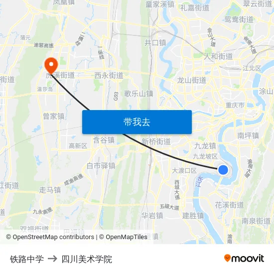 铁路中学 to 四川美术学院 map