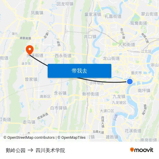 鹅岭公园 to 四川美术学院 map