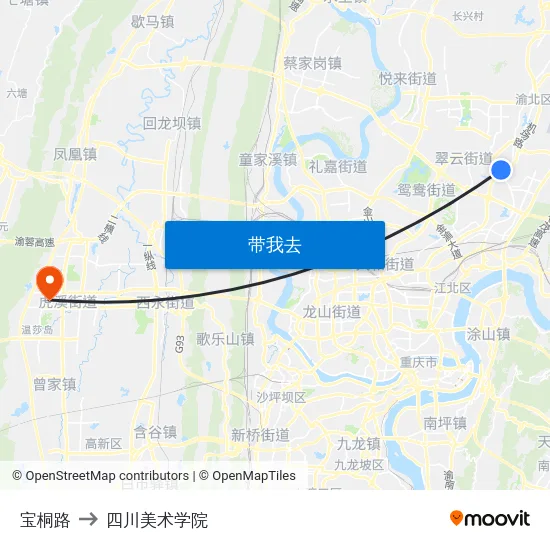 宝桐路 to 四川美术学院 map