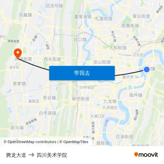 腾龙大道 to 四川美术学院 map