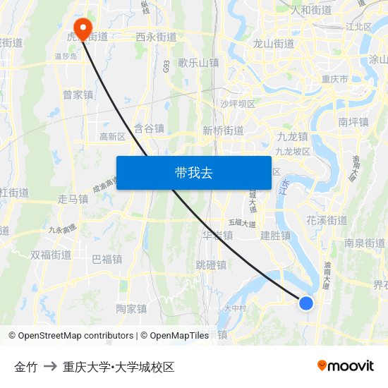 金竹 to 重庆大学•大学城校区 map