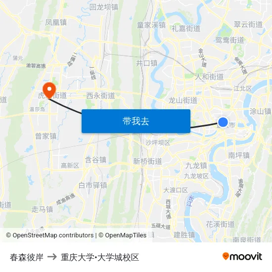 春森彼岸 to 重庆大学•大学城校区 map
